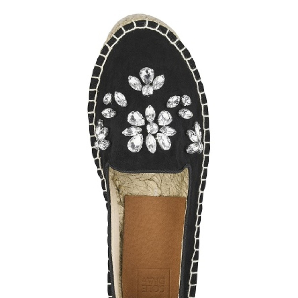 SOLE DIVA JEWELED ESPADRILLE'S - BLACK SIZE 8E WIDE WIDTH (NEW WITH TAGS) - Picture 3 of 4